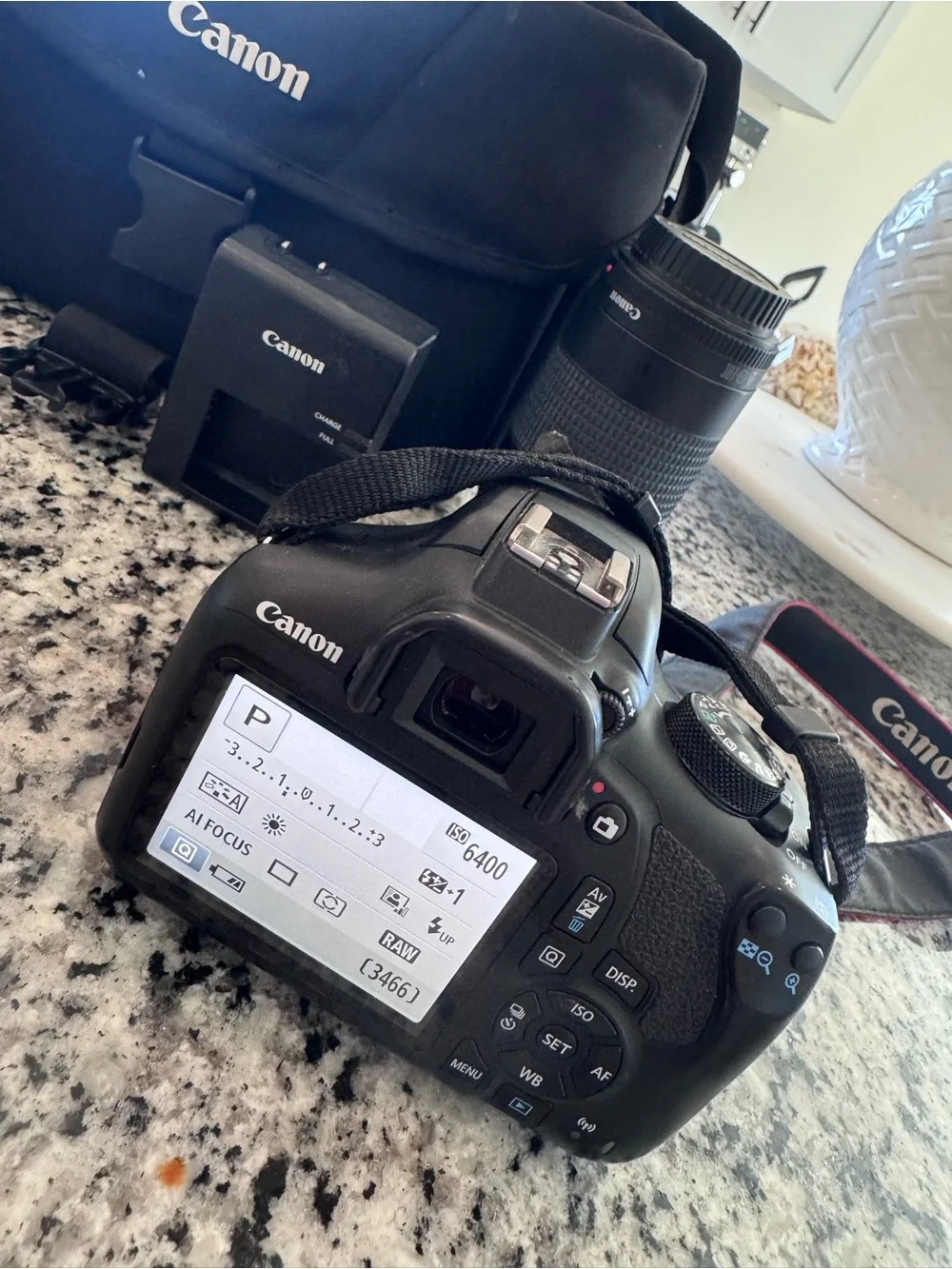 Canon Black DSLR Camera Kit with Carry Bag and Lenses
